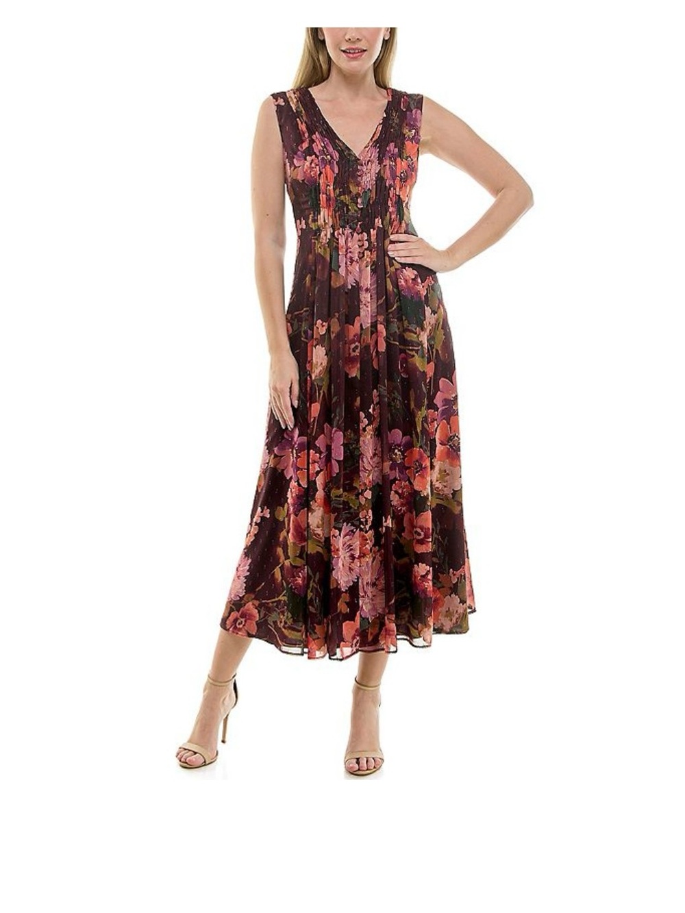 NWT Women’s Taylor Floral Smocked A-line Dress Size 16 - Picture 4 of 14